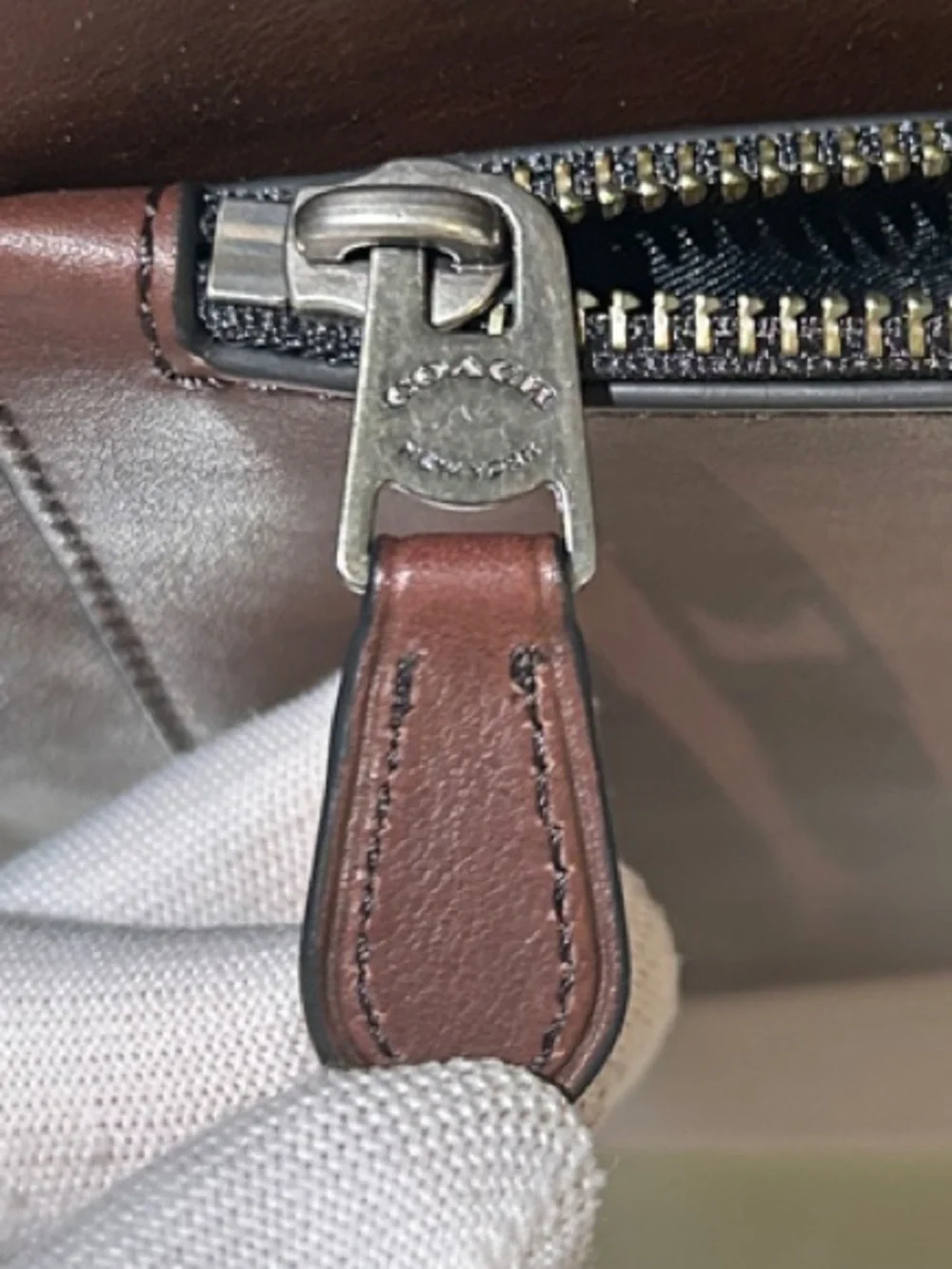 Coach Charles Dark Brown Mahogany Leather Messenger Bag with Black Strap